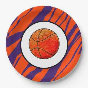 Assiettes En Carton Conception de rayures de tigre MVB - Basketball