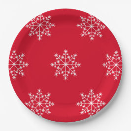 Assiettes En Carton Conception de snowflacon Noël Fête rouge