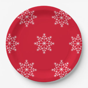 Assiettes En Carton Conception de snowflacon Noël Fête rouge