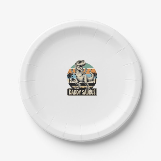Assiettes En Carton Conception de t-shirt de dinosaure rétro Daddy Sau (Devant)