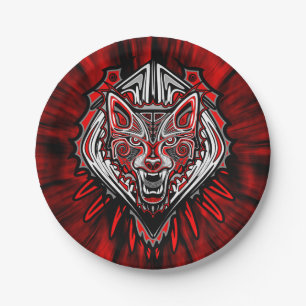 Assiettes En Carton Conception de totem tribal Haida de loup