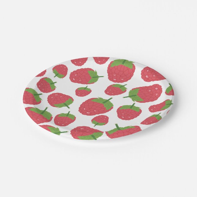 Assiettes En Carton Conception des fruits de framboise (Angle)