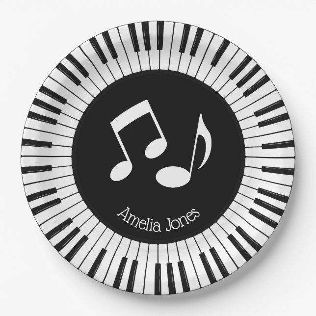 Assiettes En Carton Conception des touches de piano (Devant)