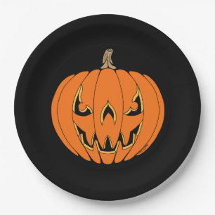 Assiettes En Carton Conception d'Halloween de citrouille effrayante Ja