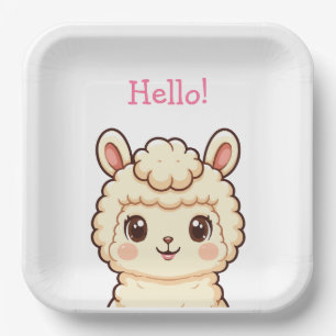Assiettes En Carton Conception d'illustration de lama mignon