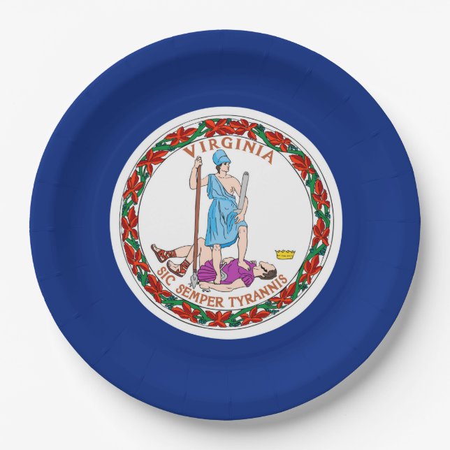 Assiettes En Carton Conception du drapeau de l'État de Virginie (Devant)