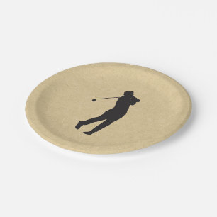 Assiettes En Carton Conception du golf en cuir tan