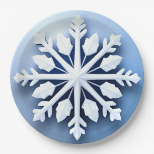 Assiettes En Carton Conception élégante de flocon de neige en 3D