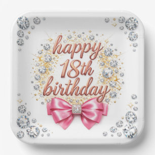 Assiettes En Carton Conception Joyeux 18e Anniversaire Glam Rose Diama