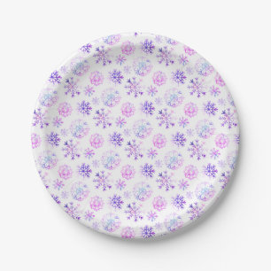 Assiettes En Carton Conception pourpre de Noël de flocon de neige
