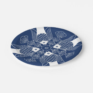 Assiettes En Carton Conception sous-marine de poissons avec l'arrière