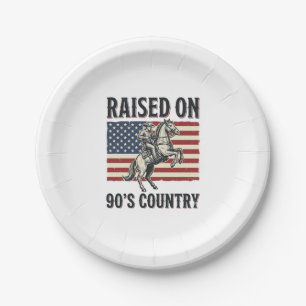 Assiettes En Carton Conçu pour Chemise Western Cowboy Country 90s_