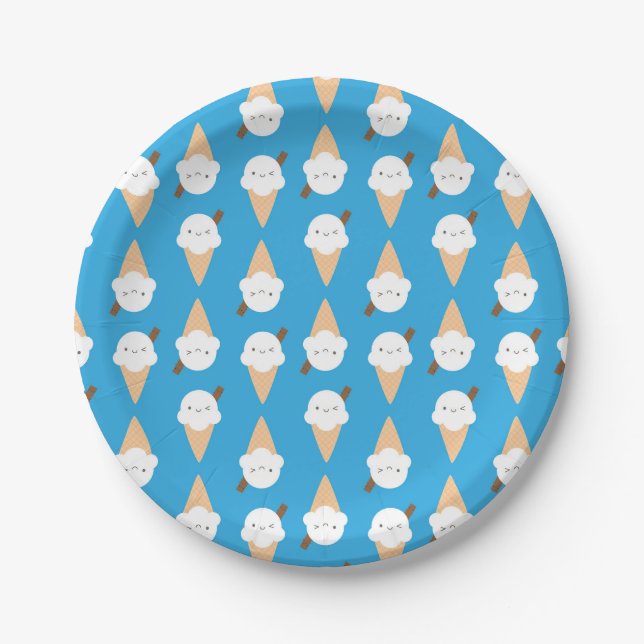 Assiettes En Carton Cônes de crème glacée Kawaii (Devant)
