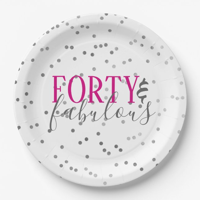 Assiettes En Carton Confetti 40 et fabuleux Plaques de fête d'annivers (Devant)