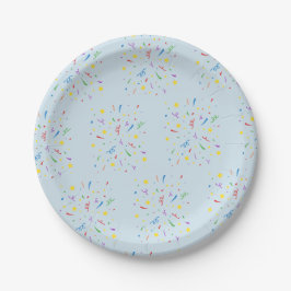 Assiettes En Carton Confetti Blue 1er anniversaire