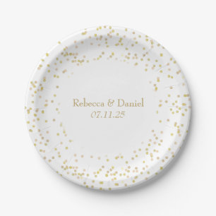 Assiettes En Carton Confetti de poussière d'or