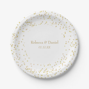 Assiettes En Carton Confetti de poussière d'or
