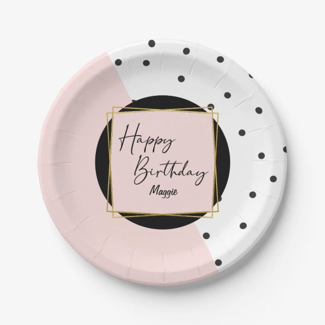Assiettes En Carton Confetti Dots Feminine tendance fête d'anniversair (Devant)