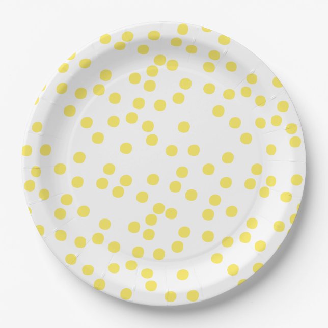Assiettes En Carton Confetti Jaune / À petits pois (Devant)