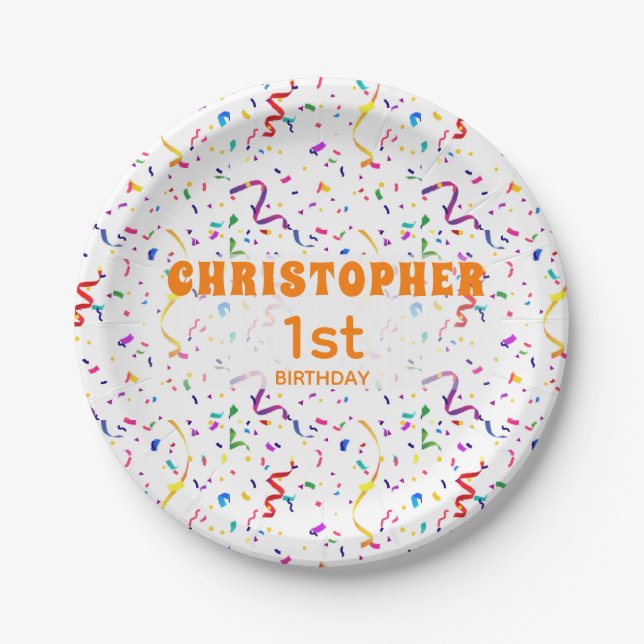 Assiettes En Carton Confetti & Sprinkings plaques de papier d'annivers (Devant)