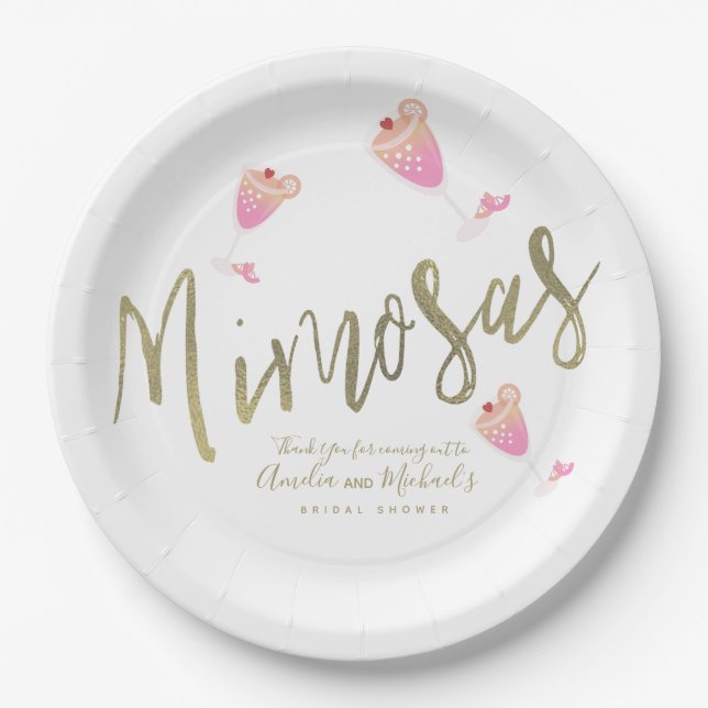 Assiettes En Carton Confettis de remerciement de fiançailles Rose Mimo (Devant)