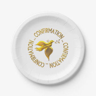 ASSIETTES EN CARTON CONFIRMATION D'OR ET ESPRIT SAINT