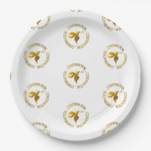 Assiettes En Carton Confirmation en or et Holy Spirit