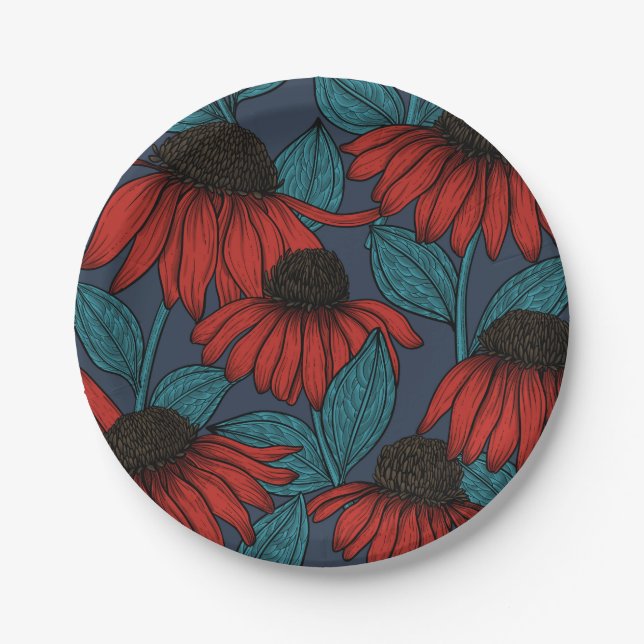 Assiettes En Carton Confleurs rouges (Devant)