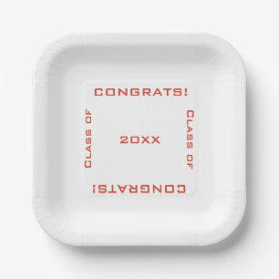 Assiettes En Carton Congrats de graduation en typographie simple moder