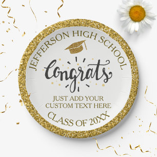 Assiettes En Carton Congrats de graduation sur mesure Classe d'or de f