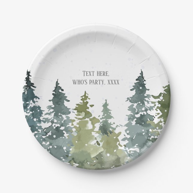 Assiettes En Carton Conifère, Arbre À Pins, À feuillage persistant (Devant)