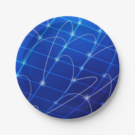 Assiettes En Carton Connexions réseau bleu et blanc