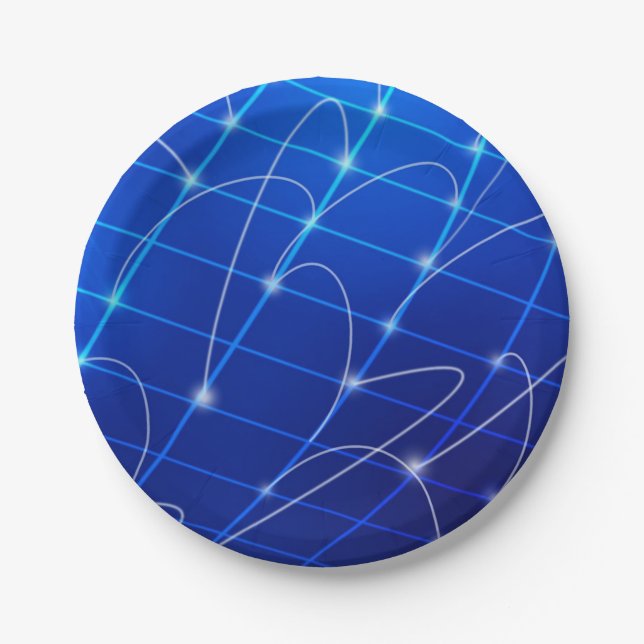 Assiettes En Carton Connexions réseau bleu et blanc (Devant)