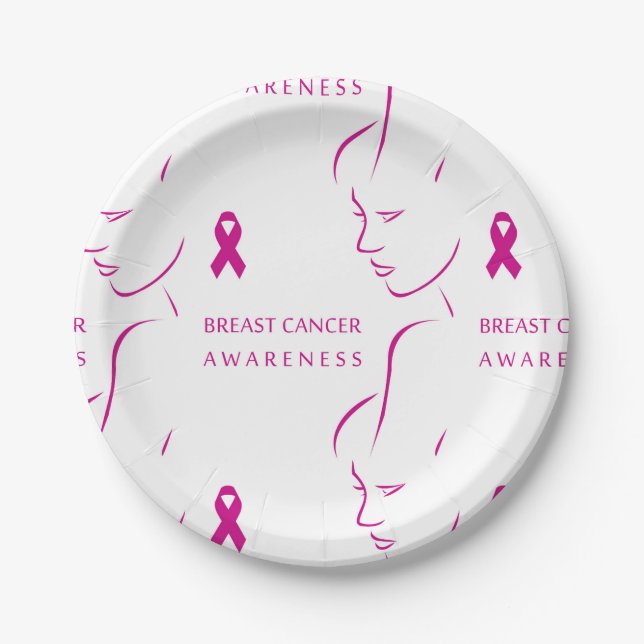 Assiettes En Carton Conscience de cancer du sein (Devant)