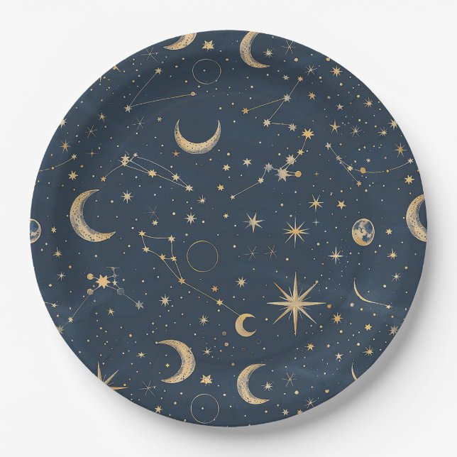 Assiettes En Carton Constellation céleste - Nuit étoilée (1) (Devant)