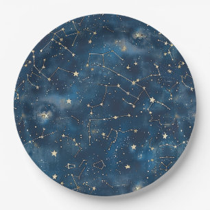 Assiettes En Carton Constellation céleste - Nuit étoilée (6)