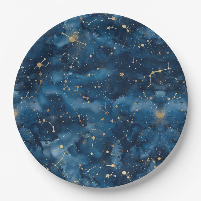 Assiettes En Carton Constellation céleste - Nuit étoilée (7) (Devant)