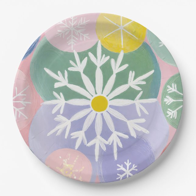 Assiettes En Carton Constellations des flocs de neige (Devant)