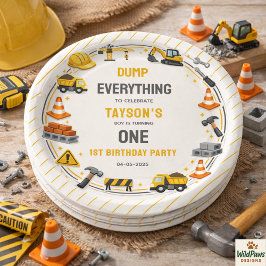 Assiettes En Carton Construction 1ST Birthday | Builder Truck Party