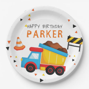Assiettes En Carton Construction Anniversaire Personnalisé