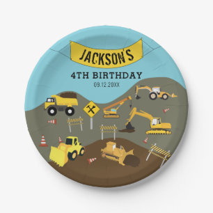 Assiettes En Carton Construction Camions Thème du site Anniversaire Fê