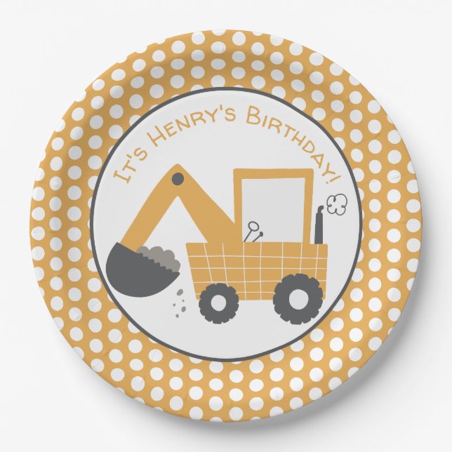 Assiettes En Carton Construction Little Digge Anniversaire (Devant)