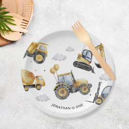 Assiettes En Carton Construction Trucks Boy 1st Birthday Party