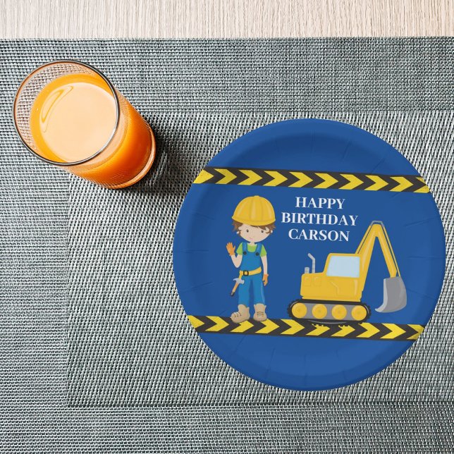 Assiettes En Carton Construction Véhicule Personnalisé Garçons Anniver (Créateur téléchargé)
