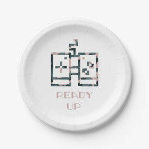 Assiettes En Carton Contrôleur de jeu Camouflage rose prêt Gamer