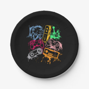 Assiettes En Carton Contrôleurs de console de jeu vidéo Retro 80's 90'