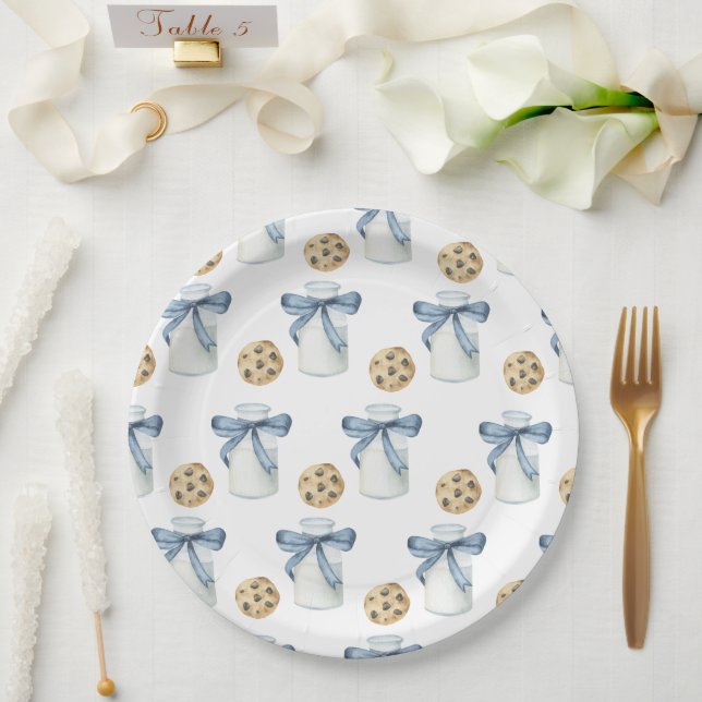 Assiettes En Carton Cookie et Lait Anniversaire (Mariage)