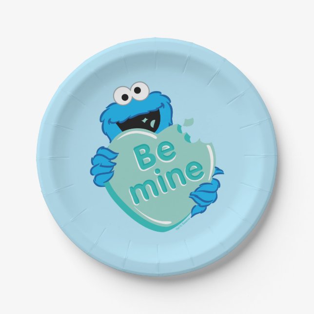 Assiettes En Carton Cookie Monster "Be Mine" Candy Saint-Valentin (Devant)
