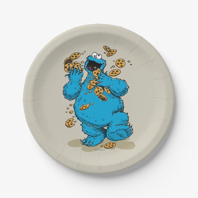 Assiettes En Carton Cookie Monster Crazy Cookies (Devant)
