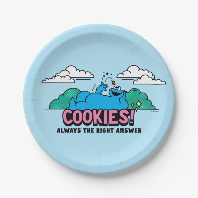 Assiettes En Carton Cookie Monster | Les cookies sont toujours la bonn (Devant)